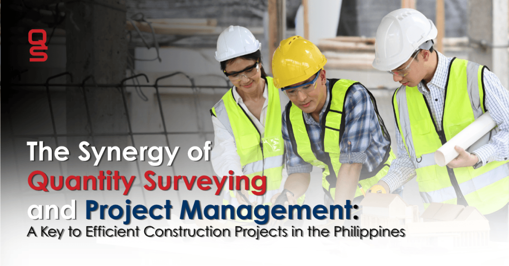 Quantity surveyor and project manager reviewing blueprints at a construction site in the Philippines
