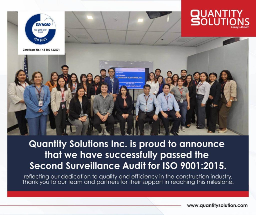 Quantity Solutions team successfully passed the Second Surveillance Audit for ISO 9001:2015