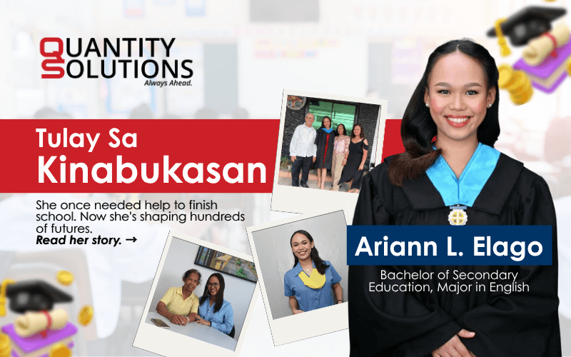Ariann Elago, a Filipino teacher supported by QSI's Tulay sa Kinabukasan student assistance program